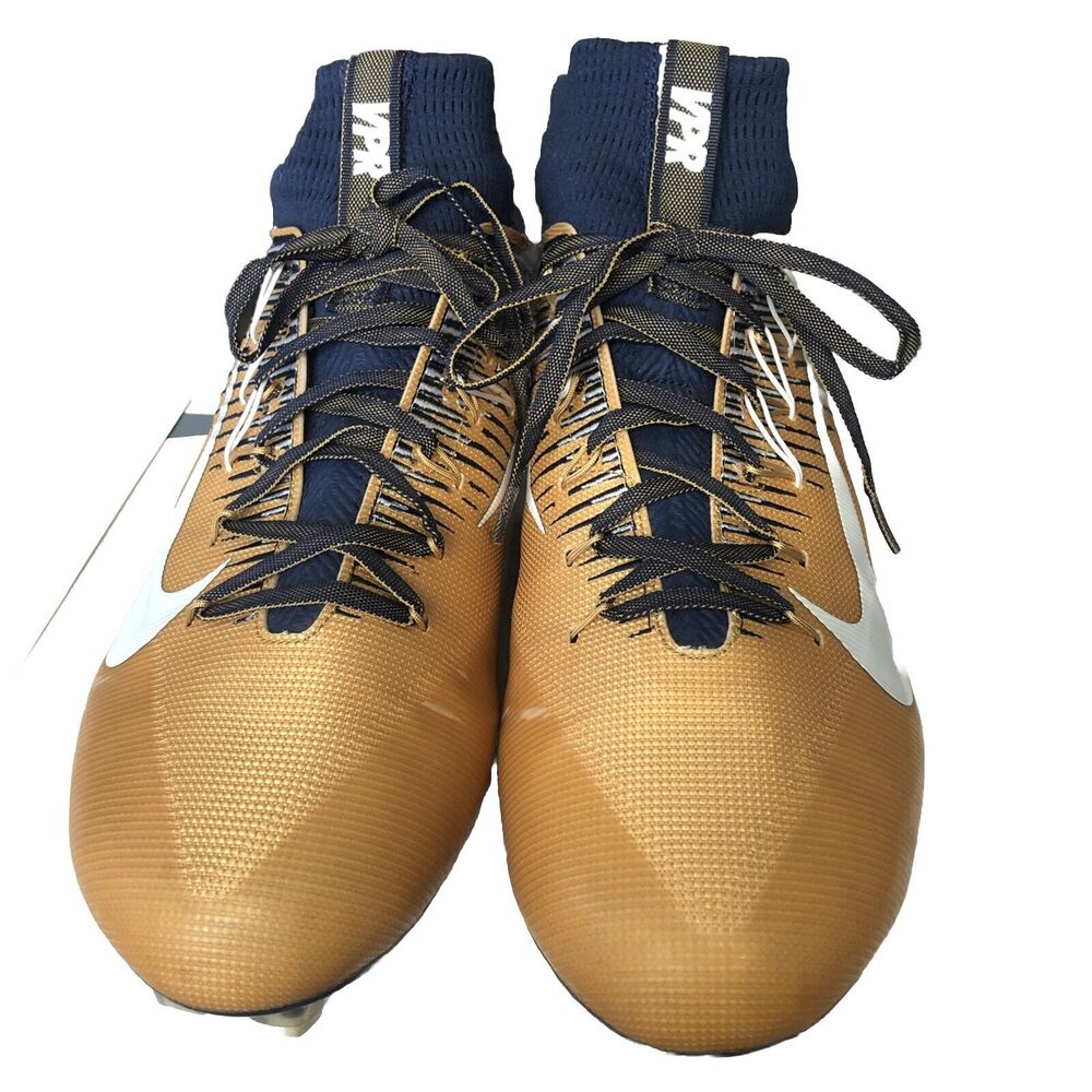 NIKE Mens Football Cleats Vapor Untouchable Flyweave 835646 426 Gold/Navy Sz 14